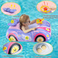 Baby Pool Float With Canopy 3D Car Thick Pvc Inflatable Baby Swim Pool Floats Seat Boat With Sun Shade Cover And Steering Wheel