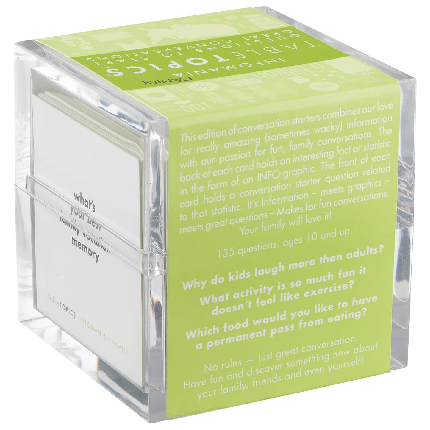 TableTopics Infomania Family Conversation Card Game - 135 Fun Facts & Questions, Card Stock, Engaging Family Activity