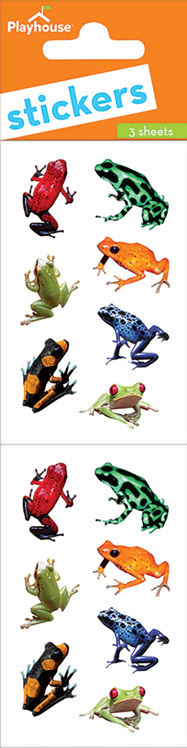 Playhouse Pack of Three Perforated Sticker Half-Sheets for Crafts, Trading & Collecting - Rainforest Frogs 1 Pack