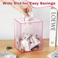 Imeepa Clear Acrylic Piggy Bank With Lock And Key For Kids Adults, Openable Money Saving Box For Cash Coins Real Money (Pink)