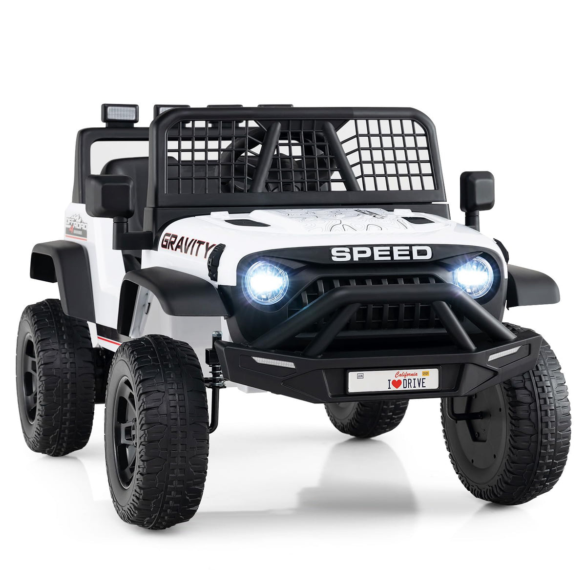 Costzon Ride on Truck, 24V Ride on Toys for Kids, Electric Vehicle with Parent Remote Control, Music, Horn, LED Headlights & Spr