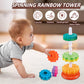 Juxue Baby Spinning Stacking Toys For Toddlers 1-3, Rainbow Ring Stacker Montessori Toys For Babies 6-12 Months, 1 2 3 One Year Old Girl Boy Christmas Birthday Gifts, Autism Sensory Learning Toy