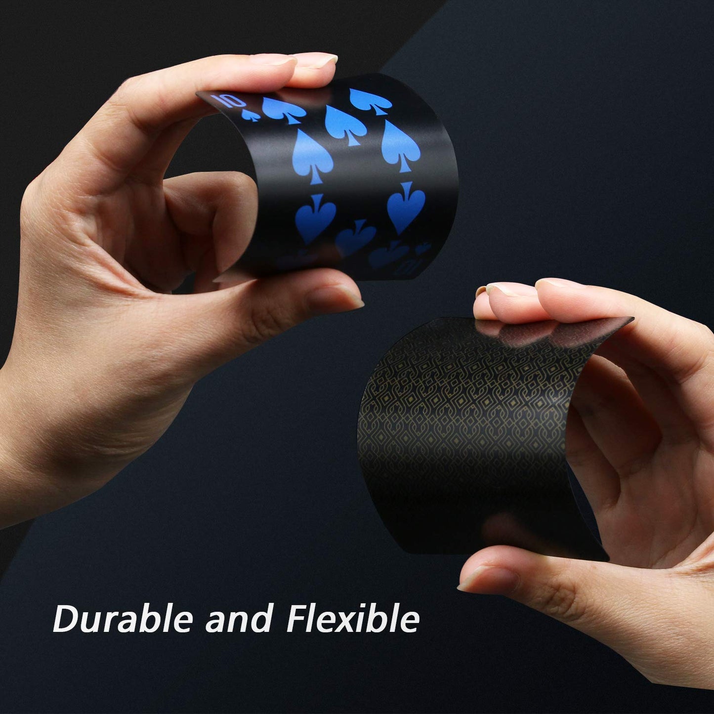 INTEgEAR 2 Decks Plastic Playing cards enhanced Plastic Waterproof Black Playing game-style cards Professional elegant Deck of cards for mature-themeds