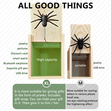 Parnixs Rubber Upgraded Big Spider Prank Box Practical Maximum Version, Can Hold A Ring Credit Card Chain Perfume Watch, Handcra