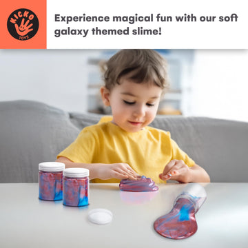 Galaxy Slime Set of 3, Large Multicolor Slime in Blue, Red, Purple with Screwable Lid, Non-Toxic Sensory Play, Perfect Galaxy Pa