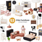 Tiny Land Doll House, Modern Family Dollhouse With Realistic Design, Wooden Dollhouse With 53Pcs Furniture - Ideal Gift For Kids Ages 3+