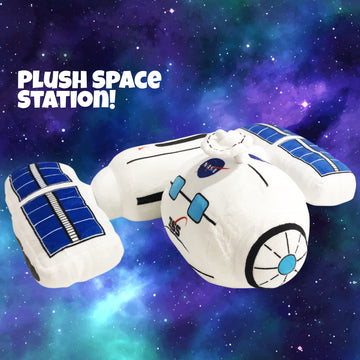 Artcreativity Plush Toy Space Station, Soft Stuffed Outer Space Toy, Spaceship Toy For Creating Space Theme Birthday Decorations, Space Nursery Decor, And Outer Space Room Decor, Classic Toys