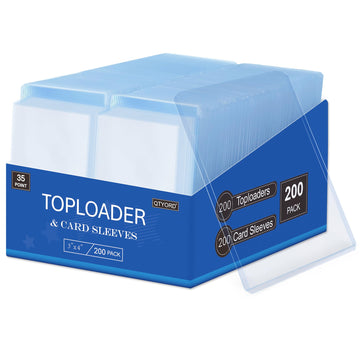 Qtyord 400Pcs Top Loaders For Cards (200Pcs Hard Plastic Card Holders & 200Pcs Penny Card Sleeves) 3 X 4 Toploaders, Card Protec