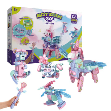 BOTZEES GO! Unicorn Toys, Unicorn Robots for Kids, Building & Electric Remote Control Toys, STEM Learning Toys for Kids Ages 3+,