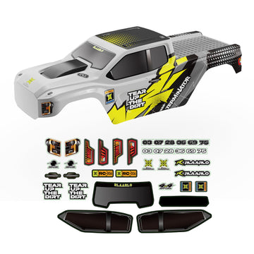 AMORIL 1.2MM PC Car Shell for RC Brushless Truck Mini 1/10 RZ001G-A,1PCS,Part Number R11163, Yellow and Silver