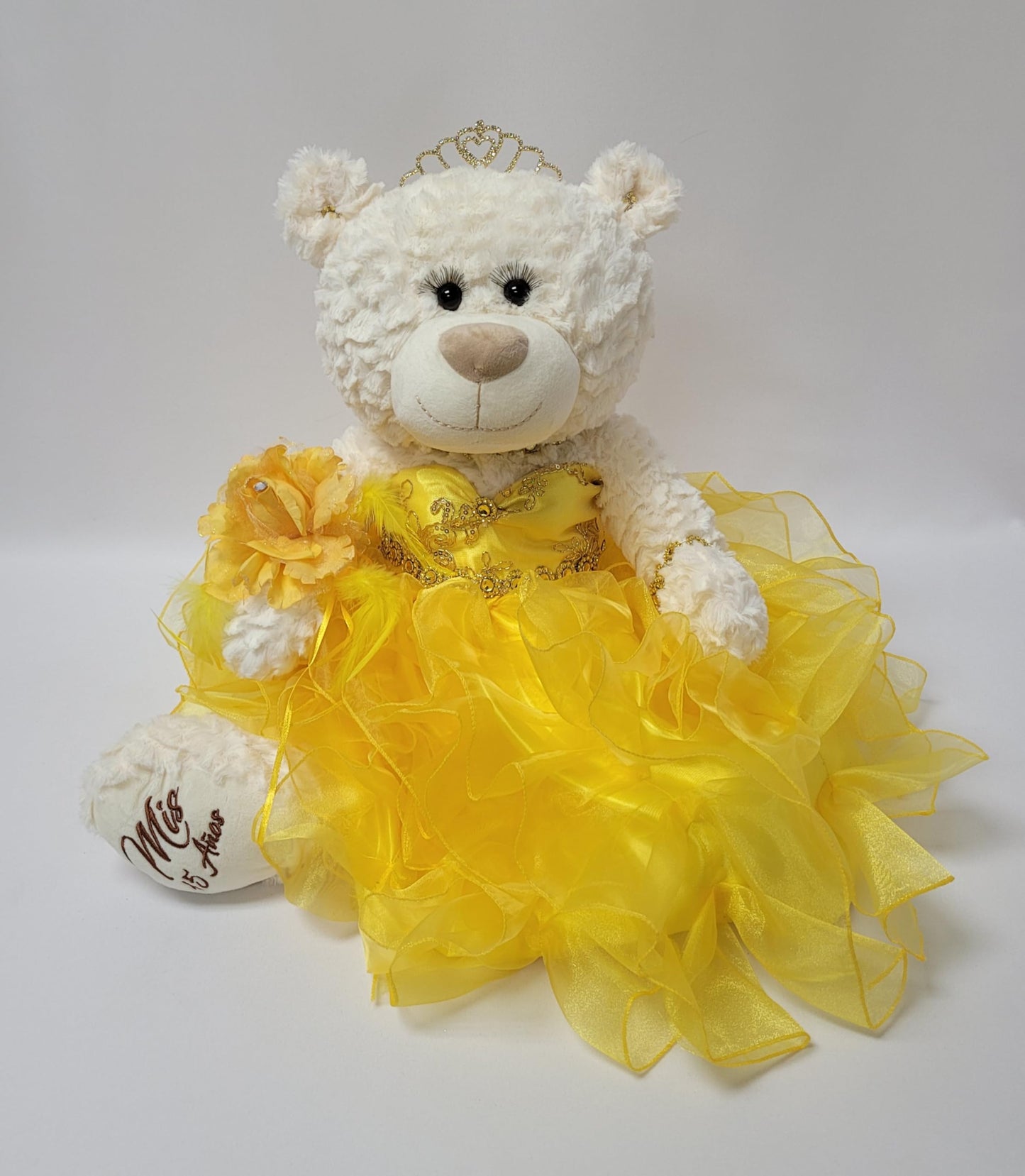 Kinnex Collections Since 1997 20'' Quince Anos Quinceanera Last Doll Teddy Bear With Dress (Centerpiece) ~ Arc16831-11R (Yellow)