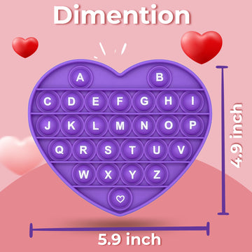 Petbsnvb Purple Heart Shaped Pop Bubble Valentines Fidget Toy With Letters And Numbers, Xmas Gift Sensory Toy With Alphabets Kids Birthday Party Classroom Prize Stress Reliever