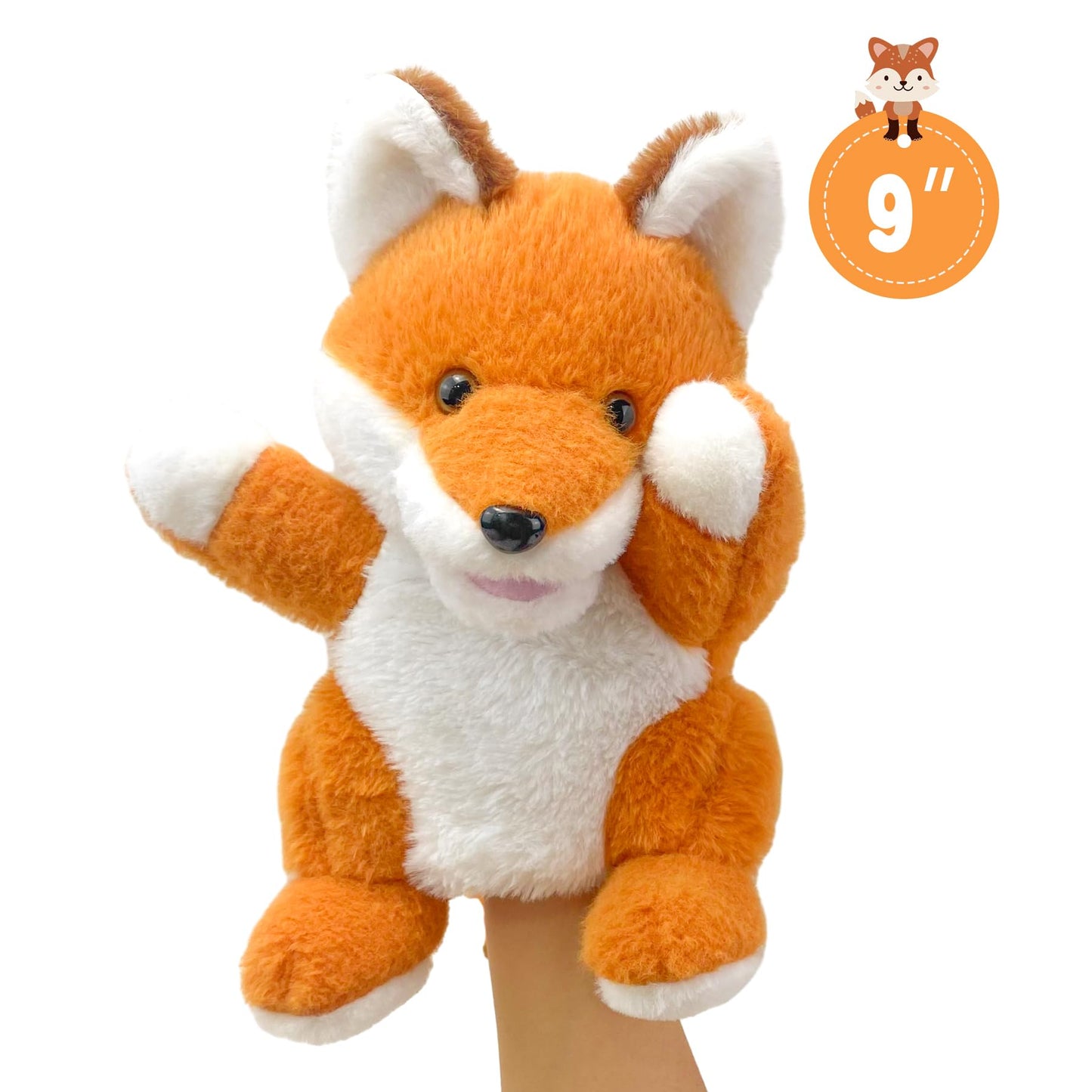Okegztoa Hand Puppets Fox Puppets,9'' Realistic Stuffed Animal Puppets For Toddlers Cute Fox Stuffed Puppets For Kids With Movab