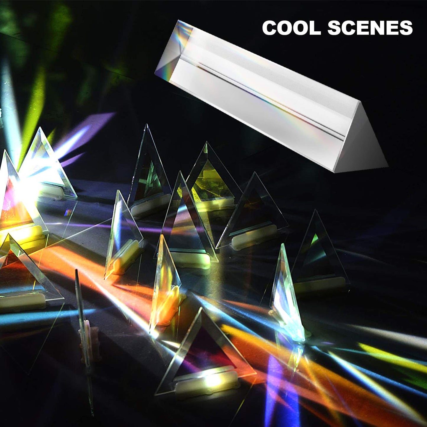 Young4Us 2 Pack 6-Inch Crystal Optical Glass Triangular Prism For Photography, Kids, Science, Teaching Light Spectrum, Physics A