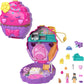 Polly Pocket Compact Playset - Something Sweet Cupcake, 15 Pieces, Multicolor, Includes 2 Micro Dolls & Accessories, Model HKV31