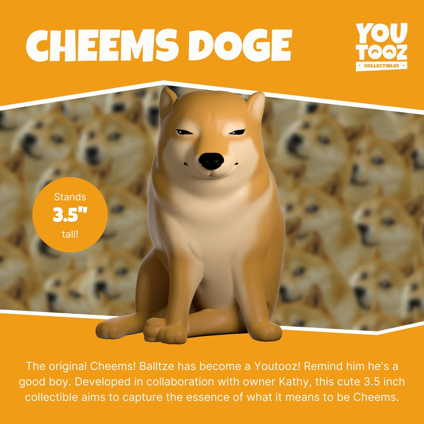 Youtooz Cheems Doge Figure, 3.5" Tan Vinyl Collectible, Internet Famous Meme