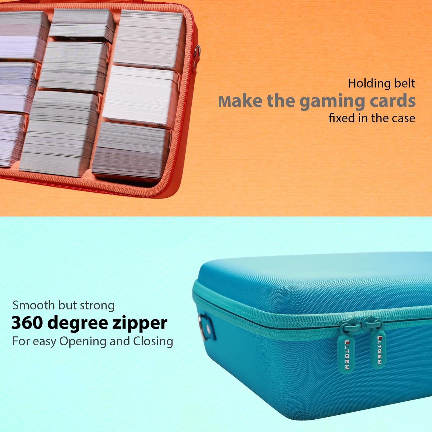 Ltgem Game Card Travel Case,Compatibility Taco Cat Goat Cheese Pizza/Skyjo/Uno/Playing Card Against Humanity And Other Game Cards,This Card Box Can Hold 3000+Game Cards (Sky Blue)