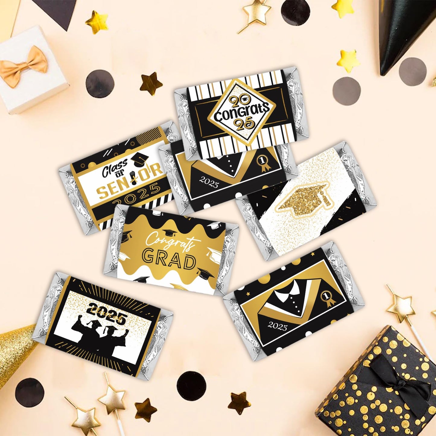 Graduation Candy Wrappers,Celebrating Graduation Mini Candy Wrapper Stickers,Chocolate Bar Labels, Class of 2025, Grad Party Fav