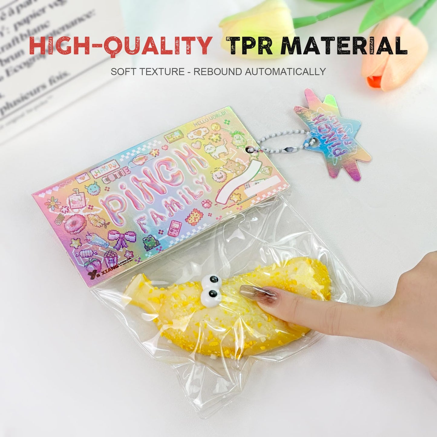 Taba Squishy Toys Valentines Cute Kawaii Cat Paw Squeeze Toys  Sticky Squishy Fidget Toys Silicone Squeeze Toy for Stress Relief Cute Soft Toys Best Valentines Gift for Anniversary (Banana)