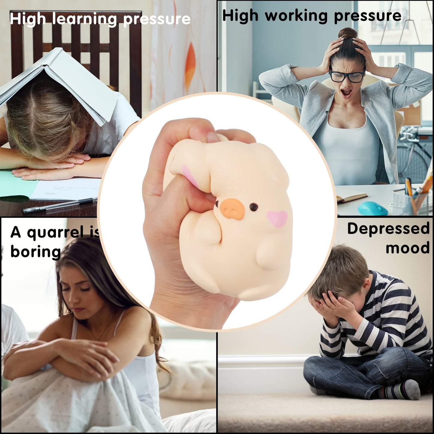 Anboor 4.3  Squishies Toy Shy Pig Kawaii Soft Squishies Animals Toy Slow Rised Squeeze Piggy Squish Stress Relief for Kid mature-themed Toys