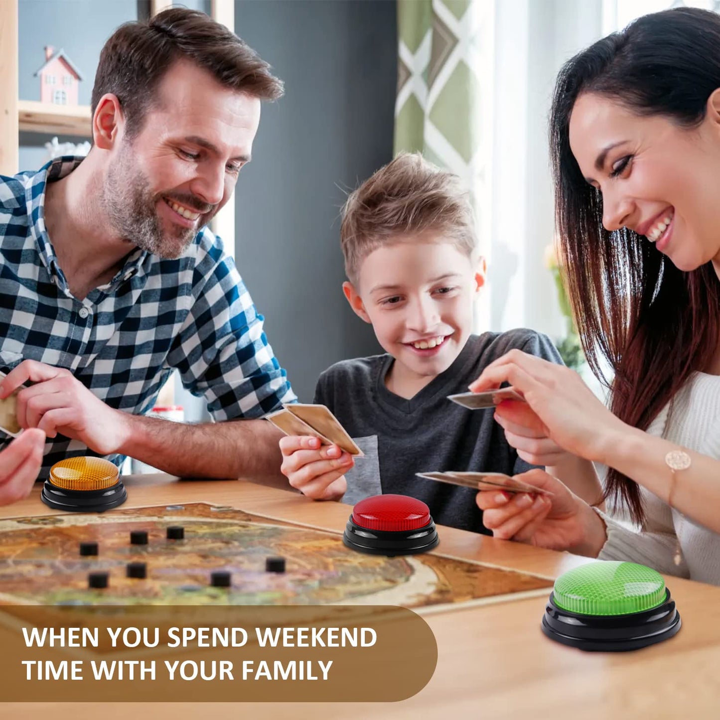 Bean Lieve 4-Pack Game Buzzers - Family Feud Buzzer With Lights And Sounds, Answer Buzzers For Classroom, Quizzes Party, Buzzer For Game Show For Kids, Adults And Teacher Supplies