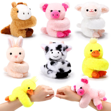Gemscream 6 Pack Stuffed Animal Slap Bracelets Plush Animal Snap Bracelets Cute Wrist Slap Band Toy Wrist Animals Wrist Pets Sla
