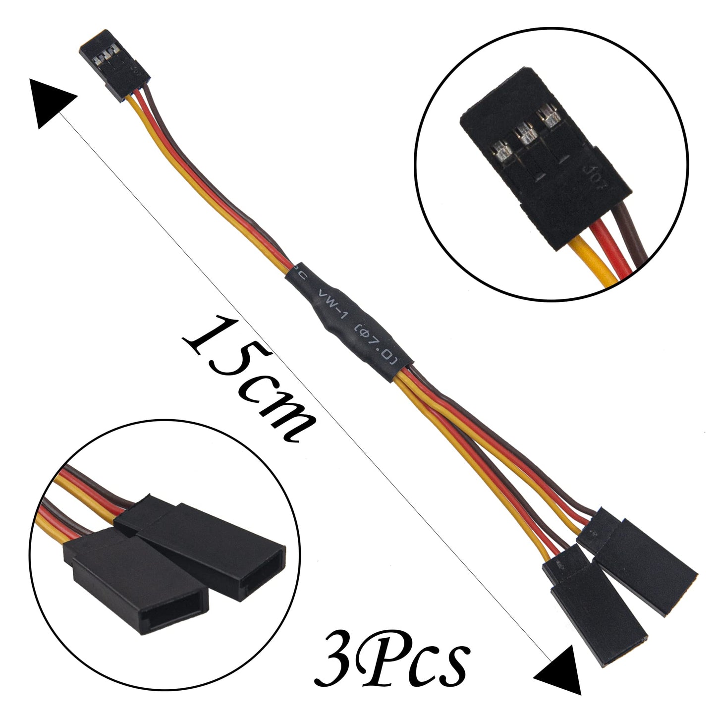 18Pcs 3-Pin JR Servo Extension Cable,1 JR Male to 2/3 Female JR Y Harness Servo Cable & 3.93'' 5.9'' 11.8'' JR Extension Wire fo