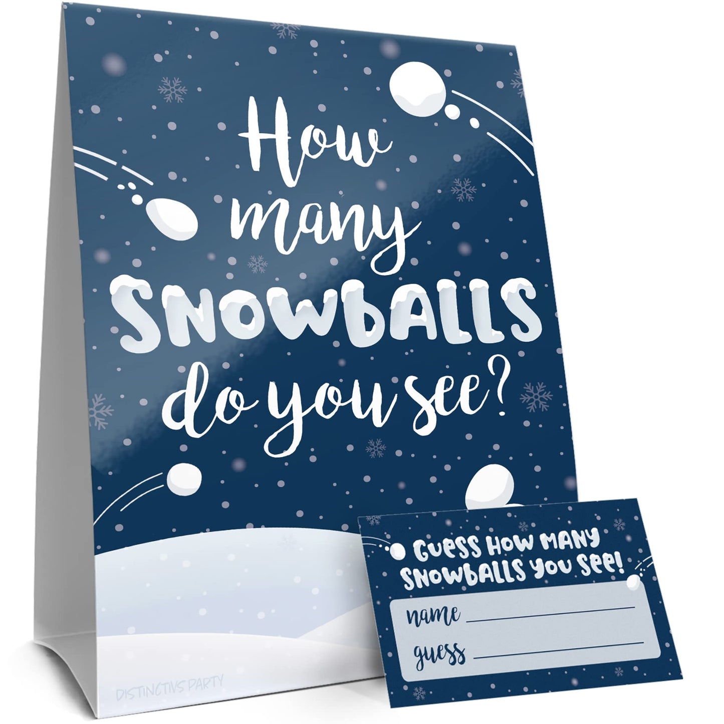 Winter Holiday Party Games – How Many Snowballs Do You See Guessing Game - Sign And 30 Cards - Winter Wonderland, Classroom Snow Day Party, Or Little Snowflake (1 Sign And 30 Guessing Cards)