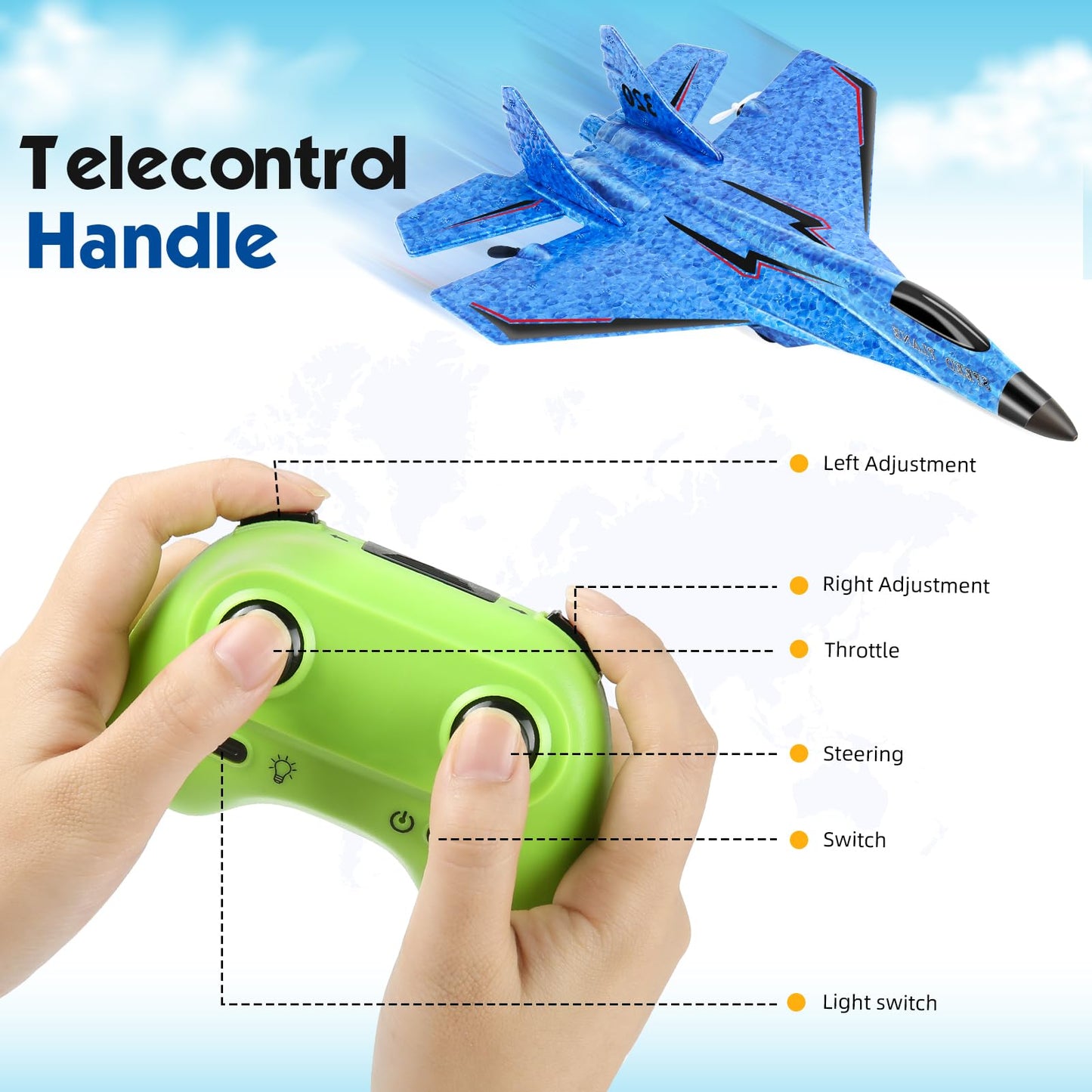 Rc Plane, Remote Control Wireless Airplane Toy - Rc Plane Remote Control 2Ch 2.4Ghz Rc Plane With Lights, Remote Control Airplan