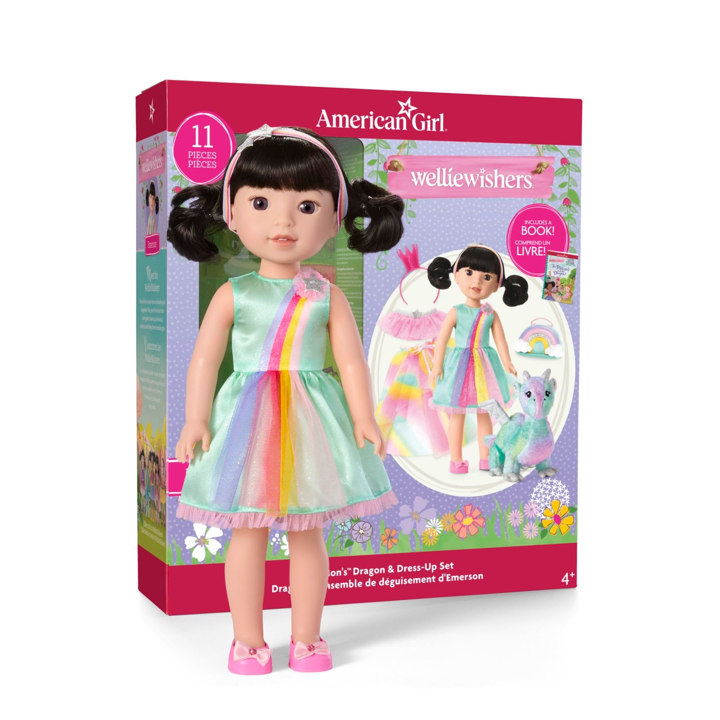 American Girl Welliewishers 14.5-Inch Emerson Doll Playset With Crisella The Dragon, Doll Dress And Accessories, And Storybook, For Ages 4+