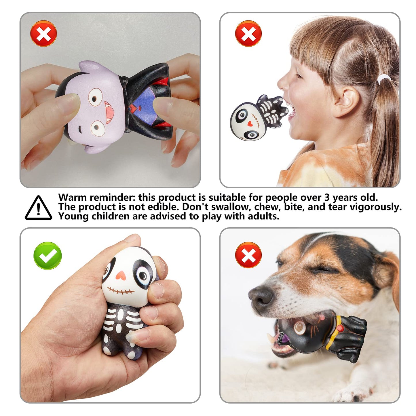 ?New? 6 Packs Halloween Squishies Toys, Slow Rising Squishies Toys- Pumpkin, Vampire,Black Cat,Mummy,Human Skeleton, Bat, Party Favors, Goodie Bag, Super Soft Squeeze Kawaii For Girls Boys, Kids