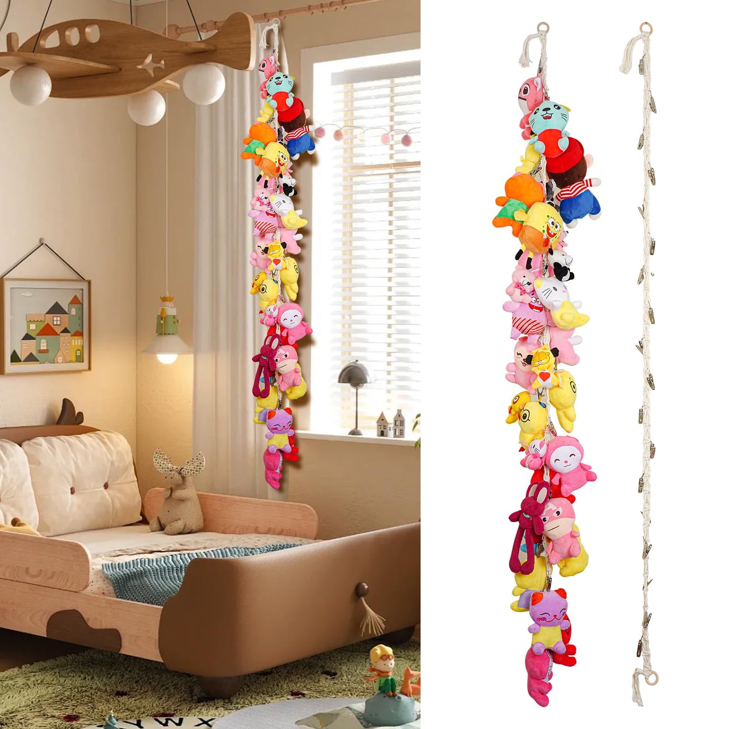 Stuffed Animal Storage Chain - 80 Inch Toys Holder For Plush Animal Hanging Or Corner Stuffed Animal Storage Suitable Hanging Pl