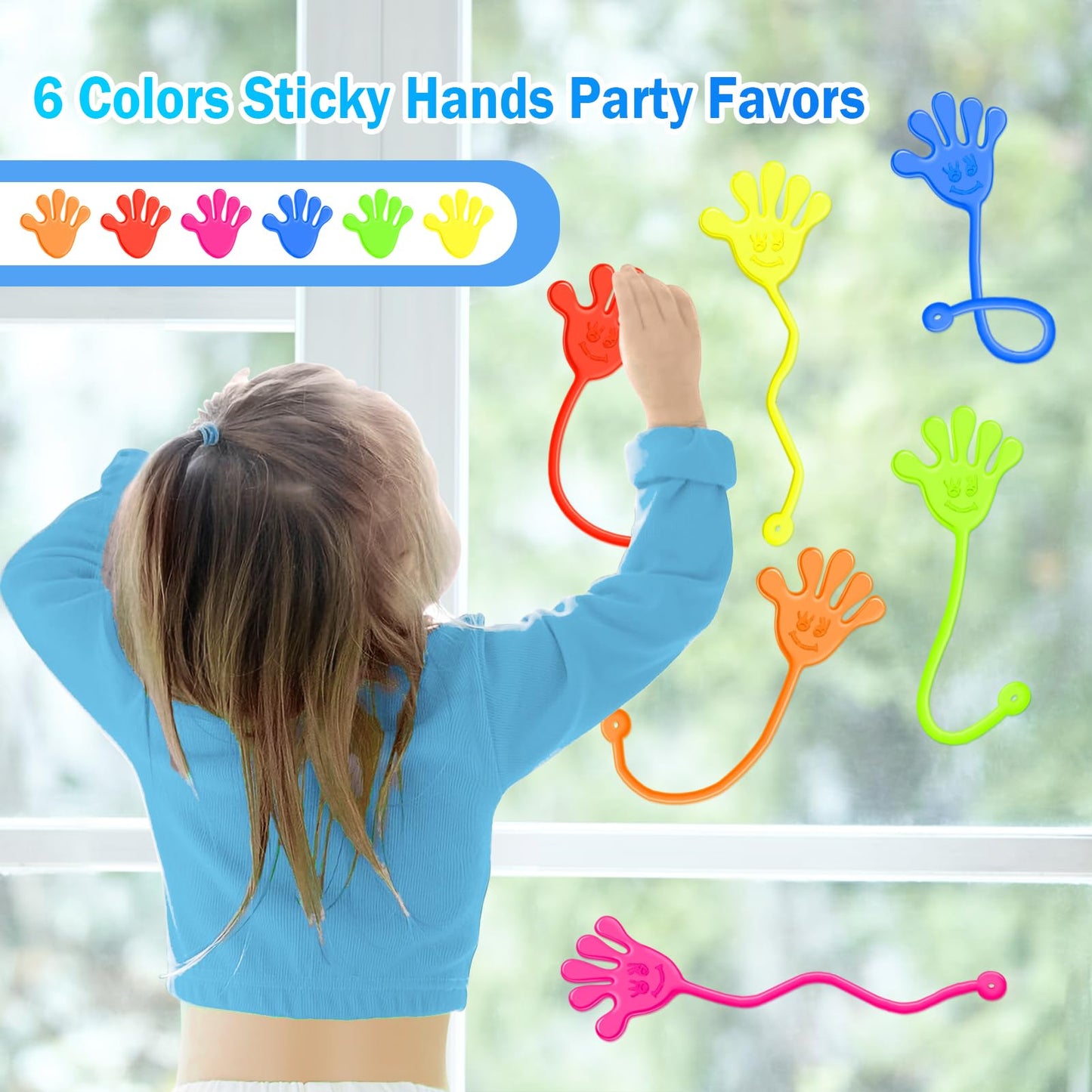 Sticky Hands Bulk 48 Pcs Party Favors For Kids 4-8 8-12 Stretchy Sticky Hand Toy Easter Basket Stuffers Egg Fillers Goodie Bag Stuffers Treasure Box Toys For Classroom Prizes Birthday Party Supplies