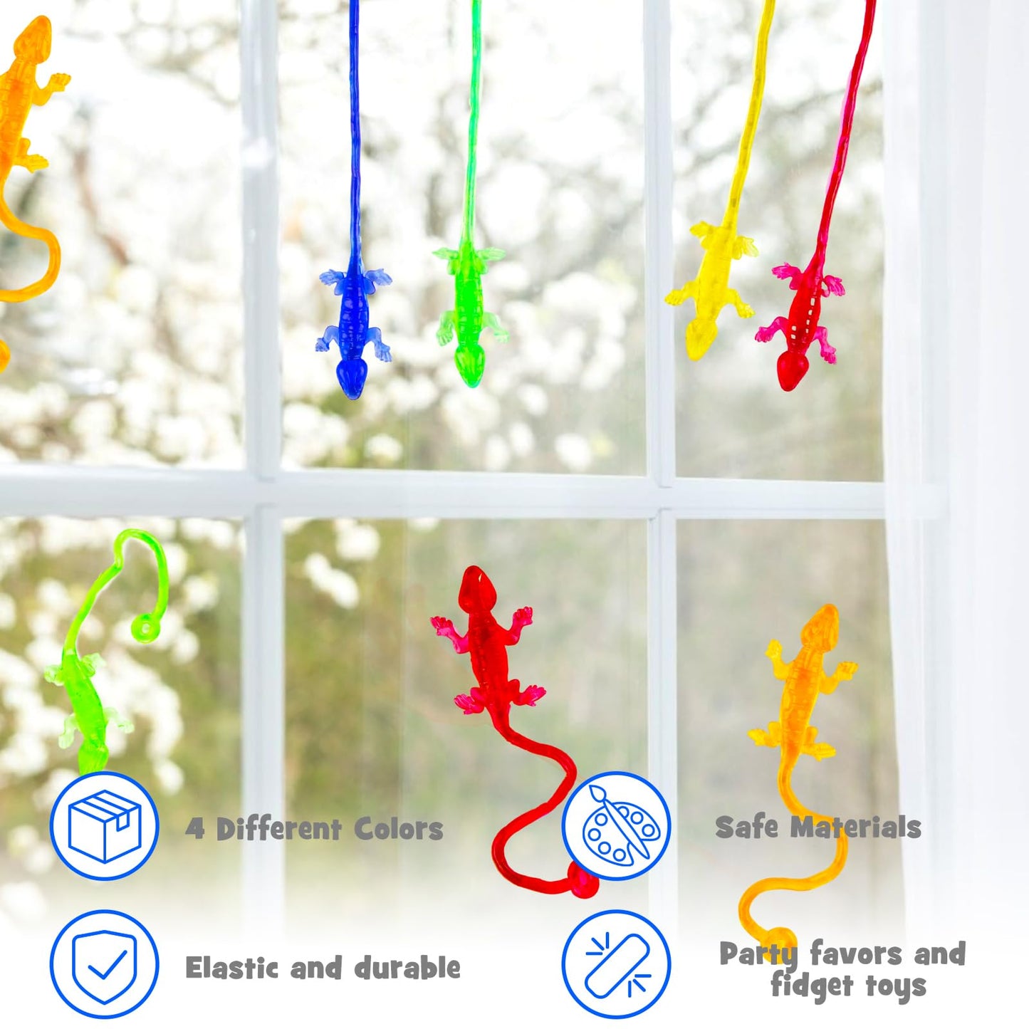 Lovestown 32Pcs Colorful Sticky Lizards, Stretchy Rubbery Sticky Lizards Stretchy Sticky Toys For Kids Party Favors Goodie Bag S