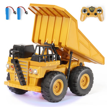 Funbud Remote Control Dump Truck for Boys Ages 6-12, RC Construction Vehicle Engineering Toys, Birthday Ideas for 7 8 9 10 11 Ye