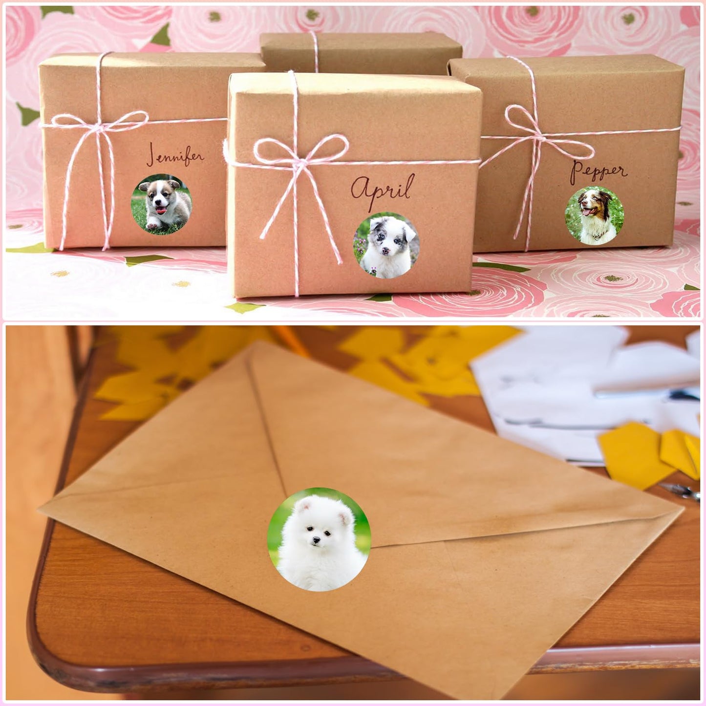 UVUXO 600 Pcs Dog Stickers for Kids- 1.5 Inch Round Stickers Roll 16 Tyles Cute Puppy Kindergarten Stickers Teacher Sticker for