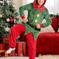 Iimmer Christmas Kids Warm Party Elf Pullove Jumpsuit Santa'S Helper Hodded Ugly Onesie Red And Green 8 Years