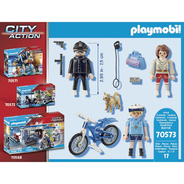 Playmobil Police Bicycle with Thief - Multicolor, Plastic, Model 70573, Size 18.7 x 4.7 x 14.2 cm