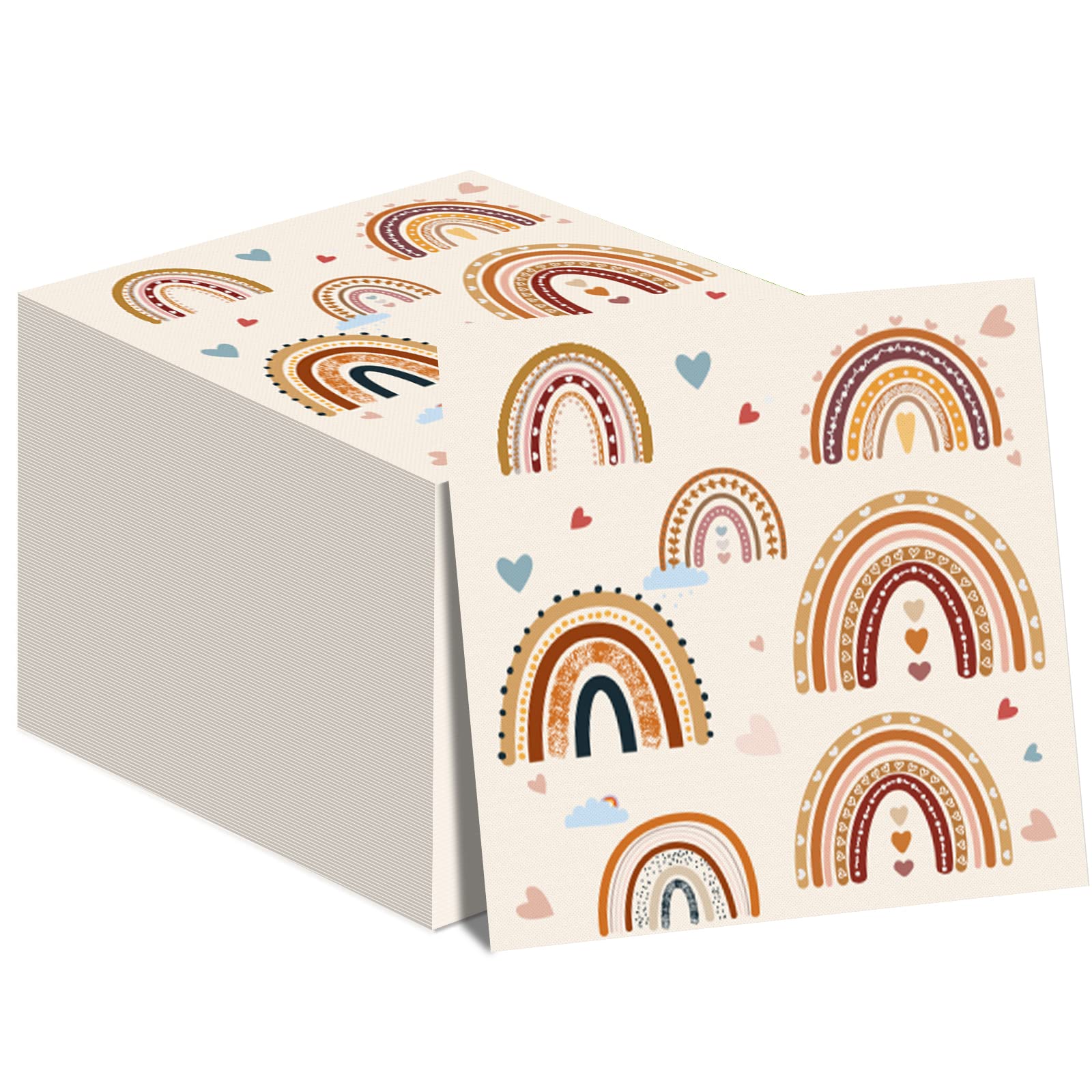 Party Greeting 50 Pcs Boho Rainbow Napkins Supplies Boho 1St Birthday Party Napkins Decorations Rainbow Lunch Paper Napkins For Birthday Baby Shower