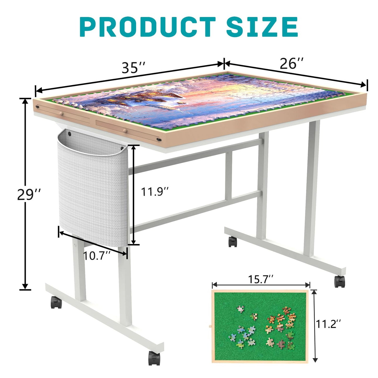 Jigsaw Puzzle Table 1500Pcs,Puzzle Table With Legs And Storage Pocket,5 Adjustable Up Level Puzzle Tables For Adults With Drawer