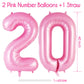 Pink Number 20 Balloon, 40 Inch Big Large Foil Helium Number Balloons, Giant Mylar Number 20 Balloons For 20 Year Old Birthday P