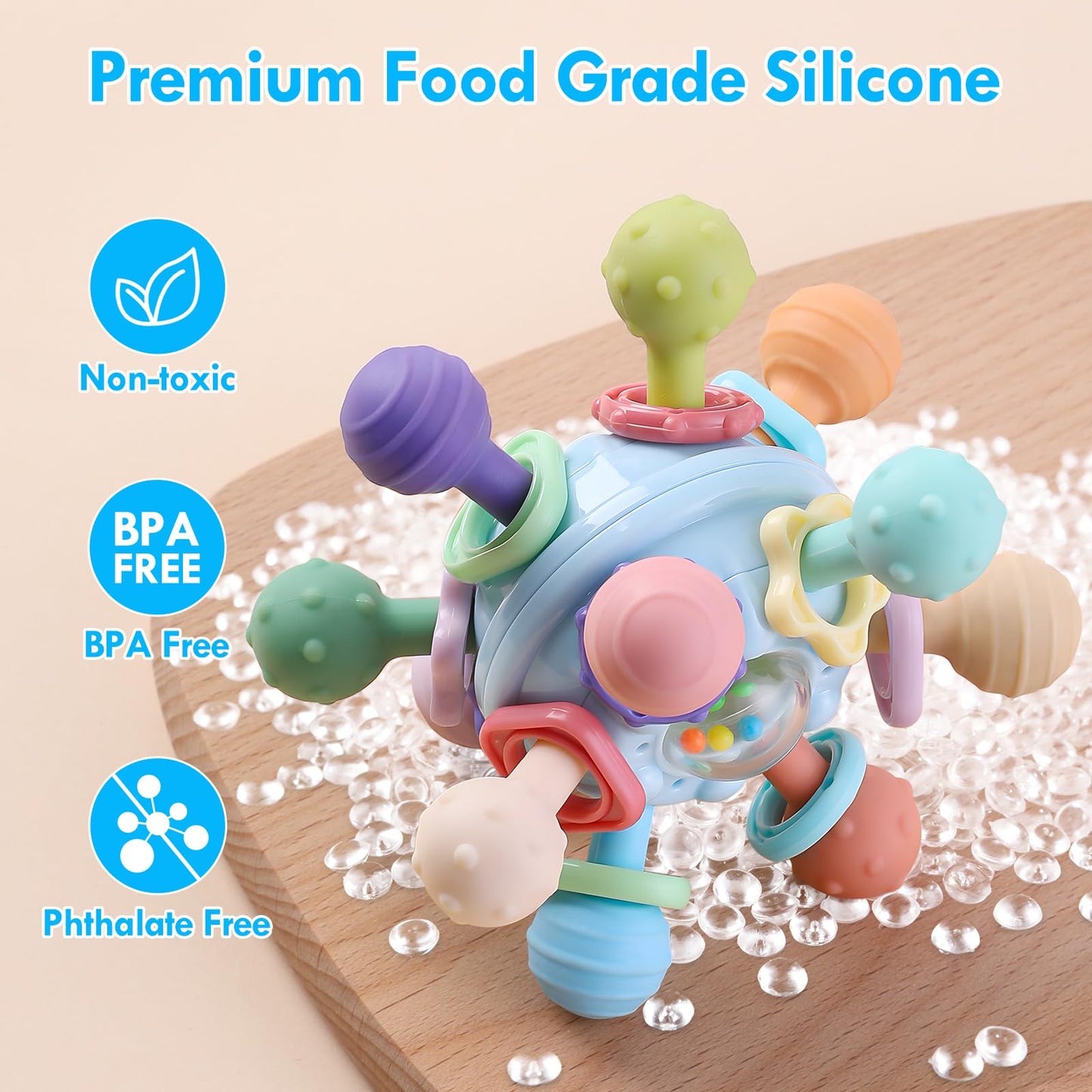 Baby Teething Toys, Baby Teether Montessori Sensory Toys For 0-6 6-12 Months, Boy Girl Gifts For Infant Newborn Toddler 0 3 6 9