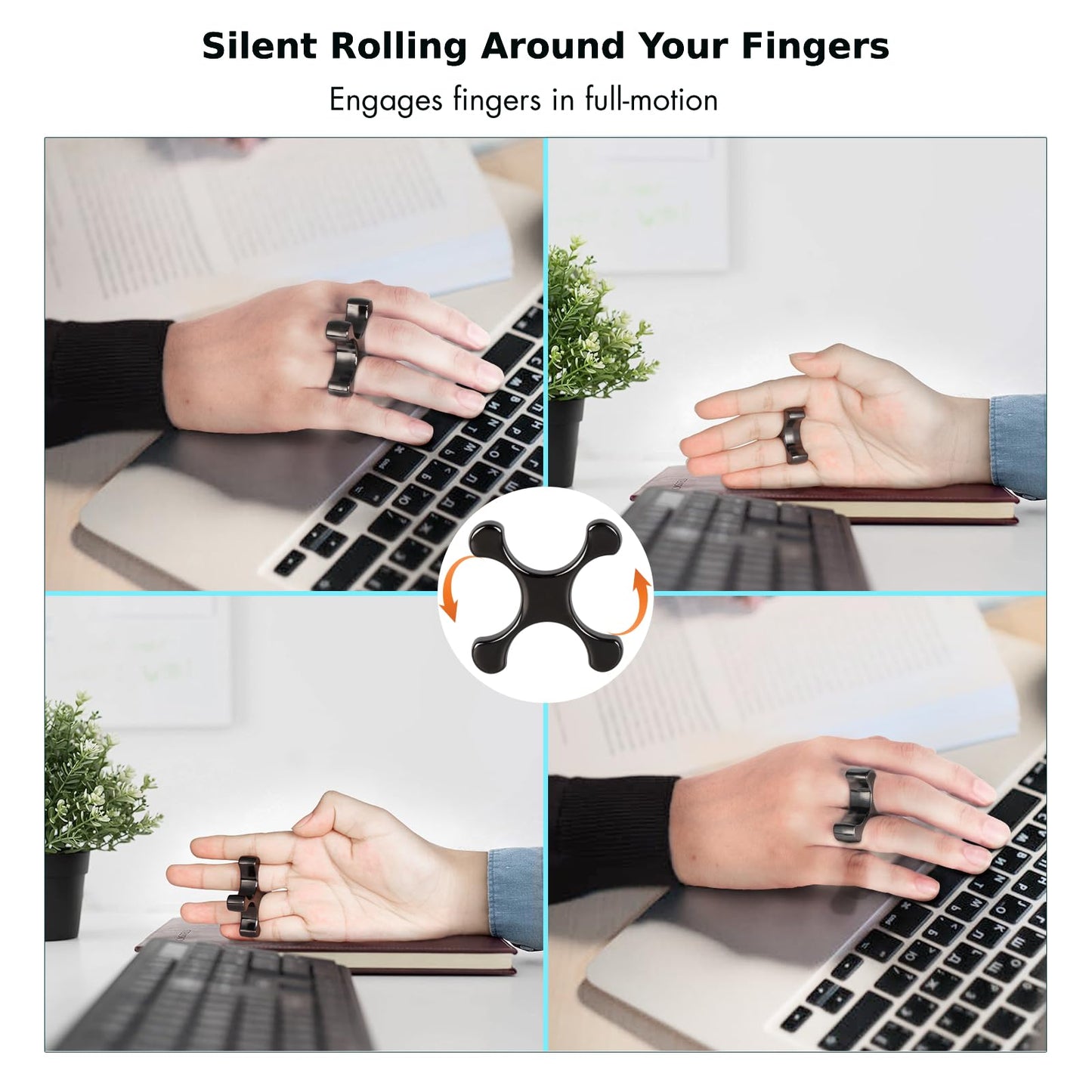 MAKWEN Metal Finger Fidget Flipper 2-Pack - Quiet Premium Fidget Toys for Adults - Black Nickle - Perfect Stocking Stuffer & Gift Idea