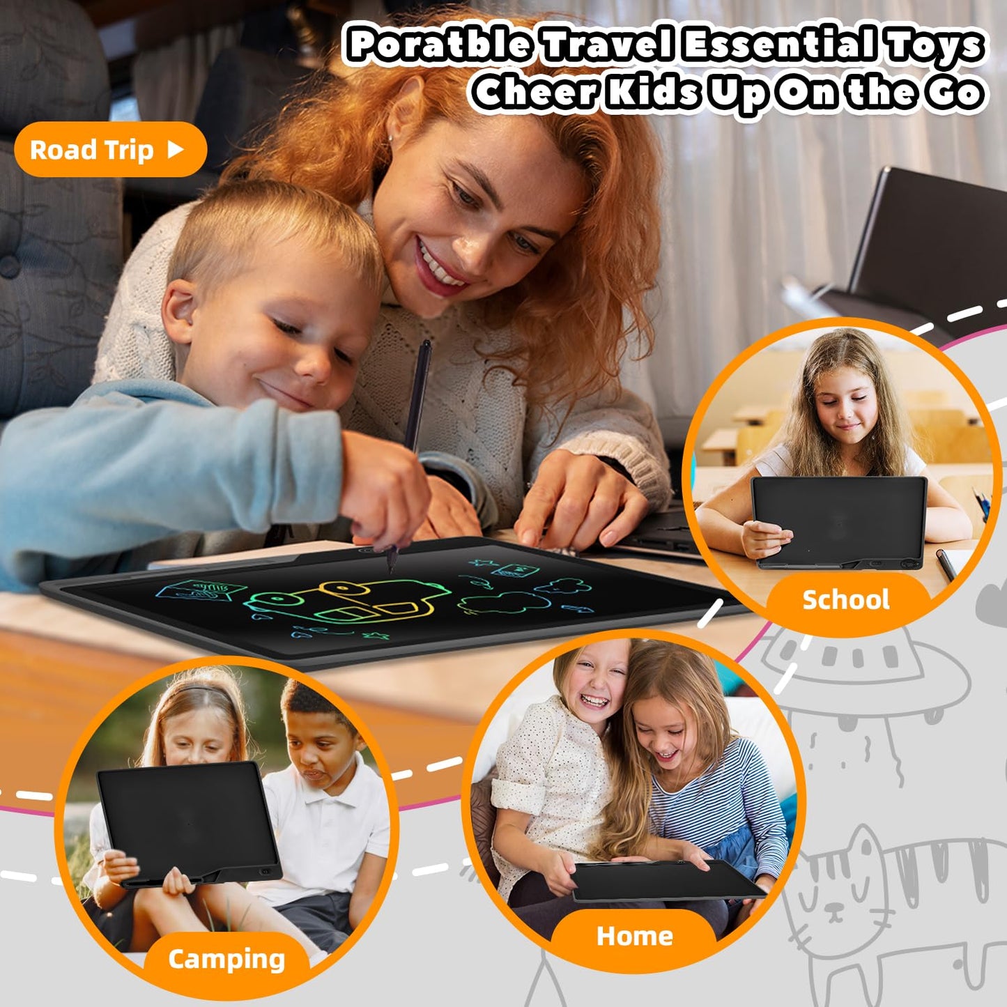 Kinayue Lcd Writing Tablet For Kids, Rechargeable 16 Inch Doodle Board,Easter Basket Stuffers,Preschool Learning Toys Christmas
