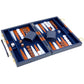 Reriver Backgammon Set 2 Players Classic Backgammon Sets For Adults Board Game With Pu Leather Case Portable And Travel Backgammon Set (Navy, 18Inch)