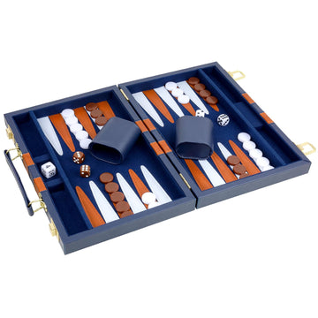 Reriver Backgammon Set 2 Players Classic Backgammon Sets For Adults Board Game With Pu Leather Case Portable And Travel Backgammon Set (Navy, 11Inch)