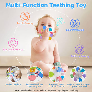6 In 1 Montessori Baby Toys For 1 + Year Old, Infant Sensory Teething Toys For Babies 6-12 Months, Wooden Stacking Building Bloc