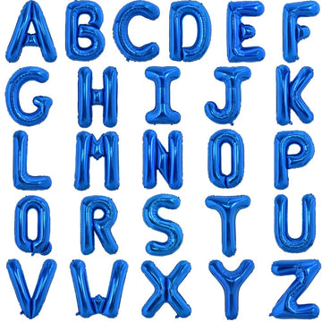 Toniful 52 Pieces 16 Inch Blue Letter A-Z Balloons,Custom Phrase Mylar Foil Alphabet Letter Diy Personalized Phrase Banner For B