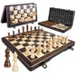 Elongdi Magnetic Wooden Chess Set For Adults Kids,15' Folding Chess Board With Wood Texture 2 Extra Queens - Handmade Pieces Travel Board Games For Professional Beginner