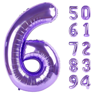Purple 6 Balloon, Number Balloon 40 Inch, Purple And Black Party Supplies 6Th Balloons For Birthday, 6 Birthday Balloon, Number